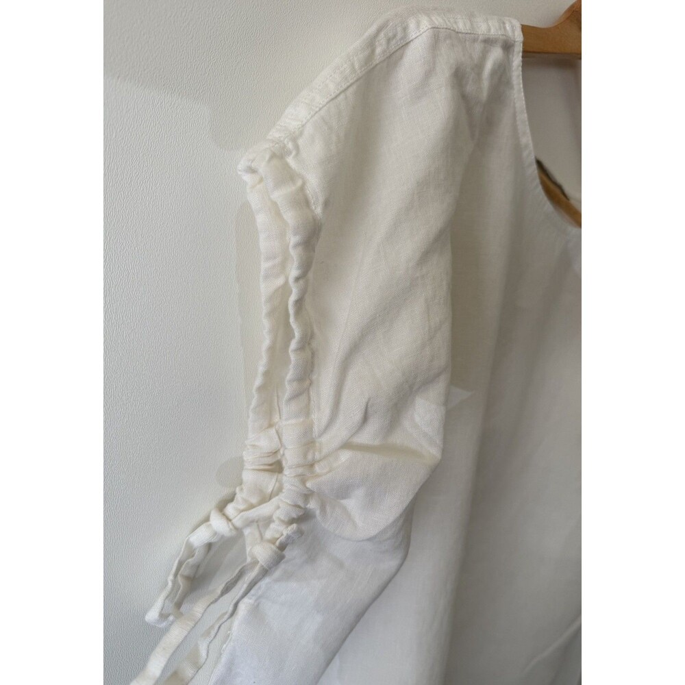 Everlane Top Womens Large White 100% Linen Short Sleeve Boxy Relaxed Shirt - Picture 5 of 13